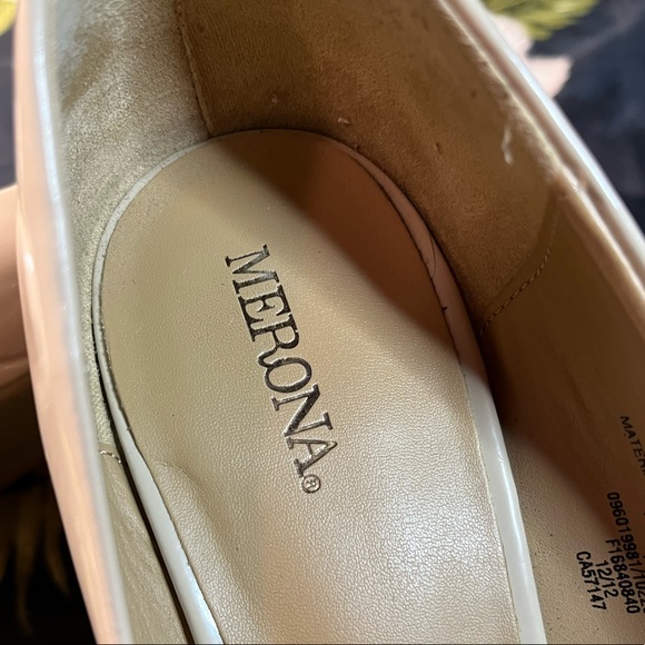 Merona Faux Patent Leather Nude Open Toe Heels (Fair condition) Size 8.5 - Picture 9 of 9